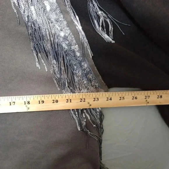 POL Western Fringe Top Blouse Sz S Shiny Sequins Preppy Rodeo Balloon Sleeve - Picture 5 of 7